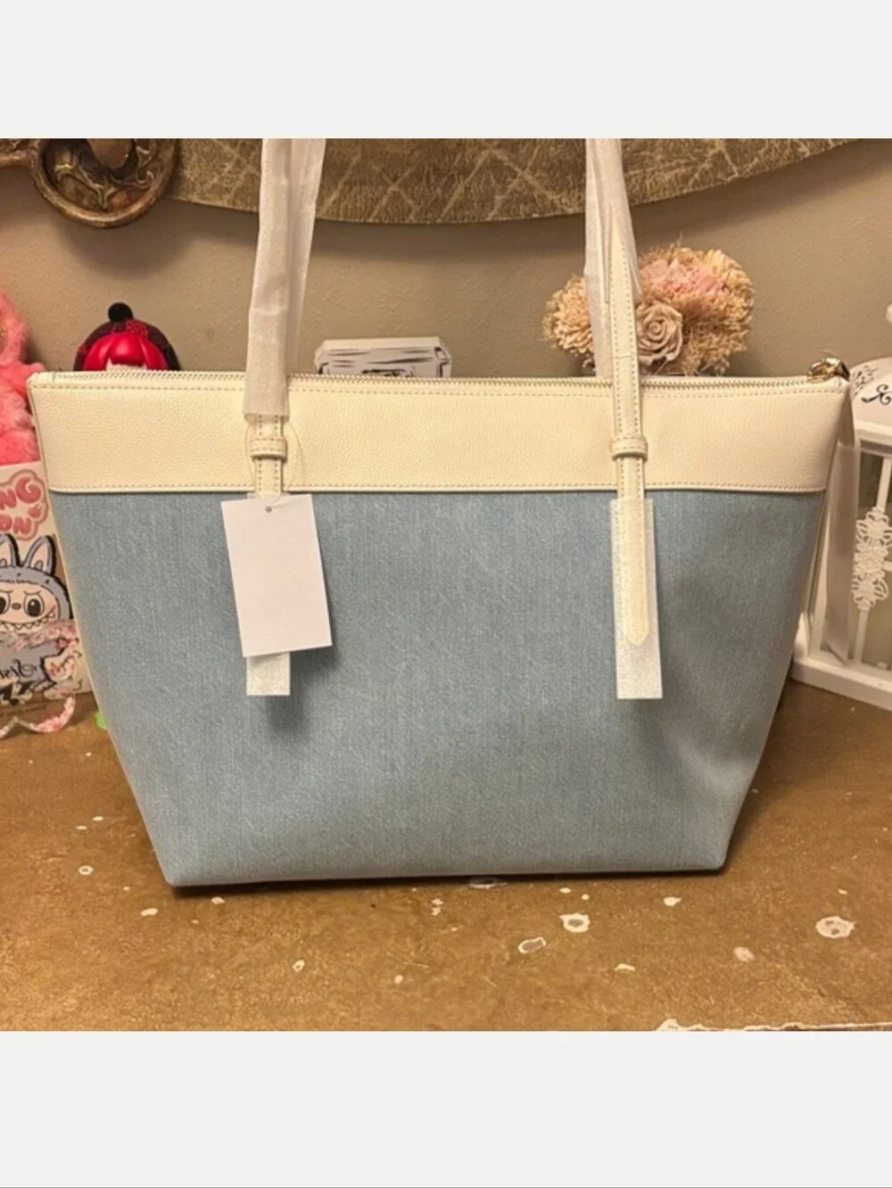 Kate Spade Limited Edition All Day Denim Tote Bag Pebbled Leather NWT
